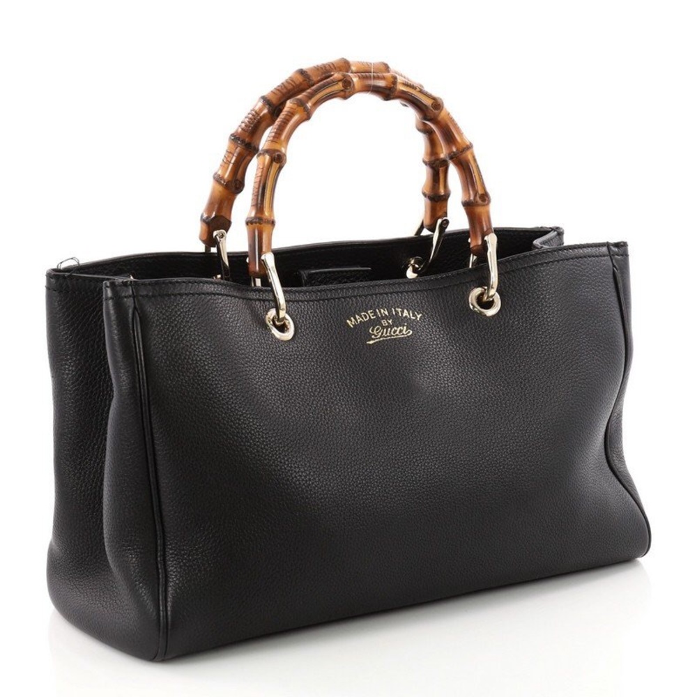 Gucci Large Leather Bamboo Boston Shopper Tote